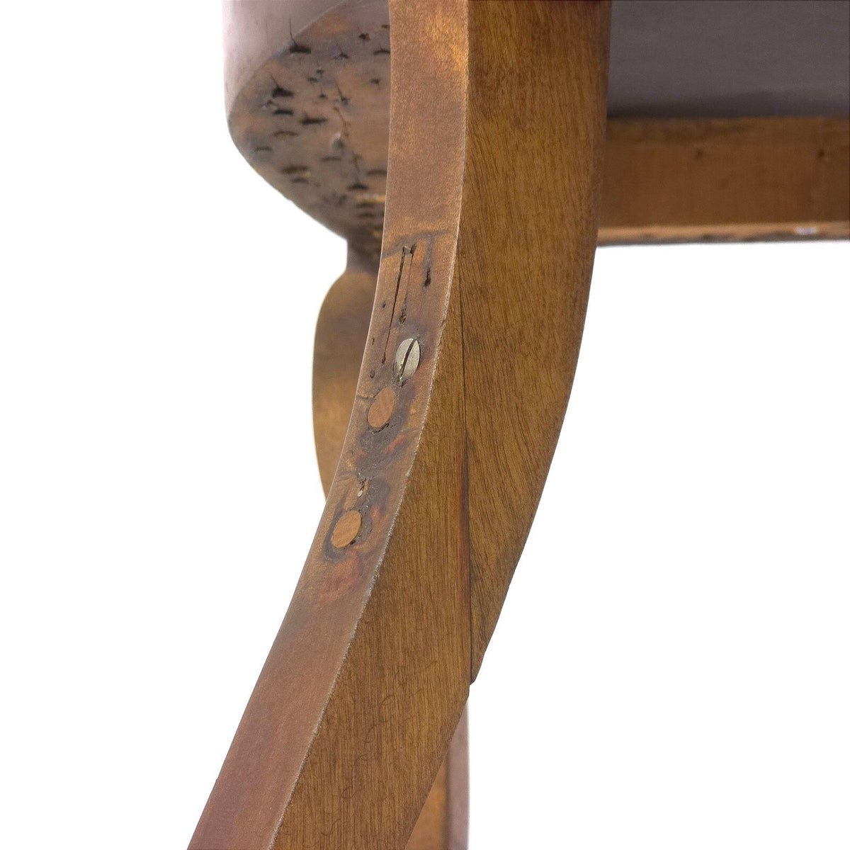 Vintage Neoclassical Revival Lyre Arm Wood Settee Bench 48.5in
