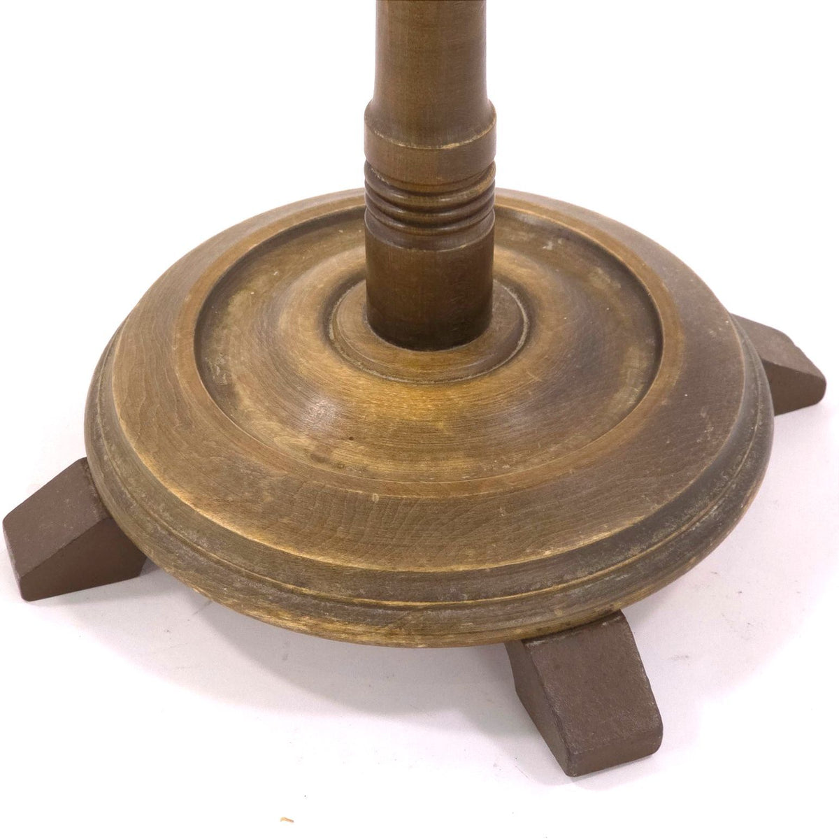 Vintage Adjustable Round Floor Mirror Wood Pedestal Metal Base Dressing Mirror