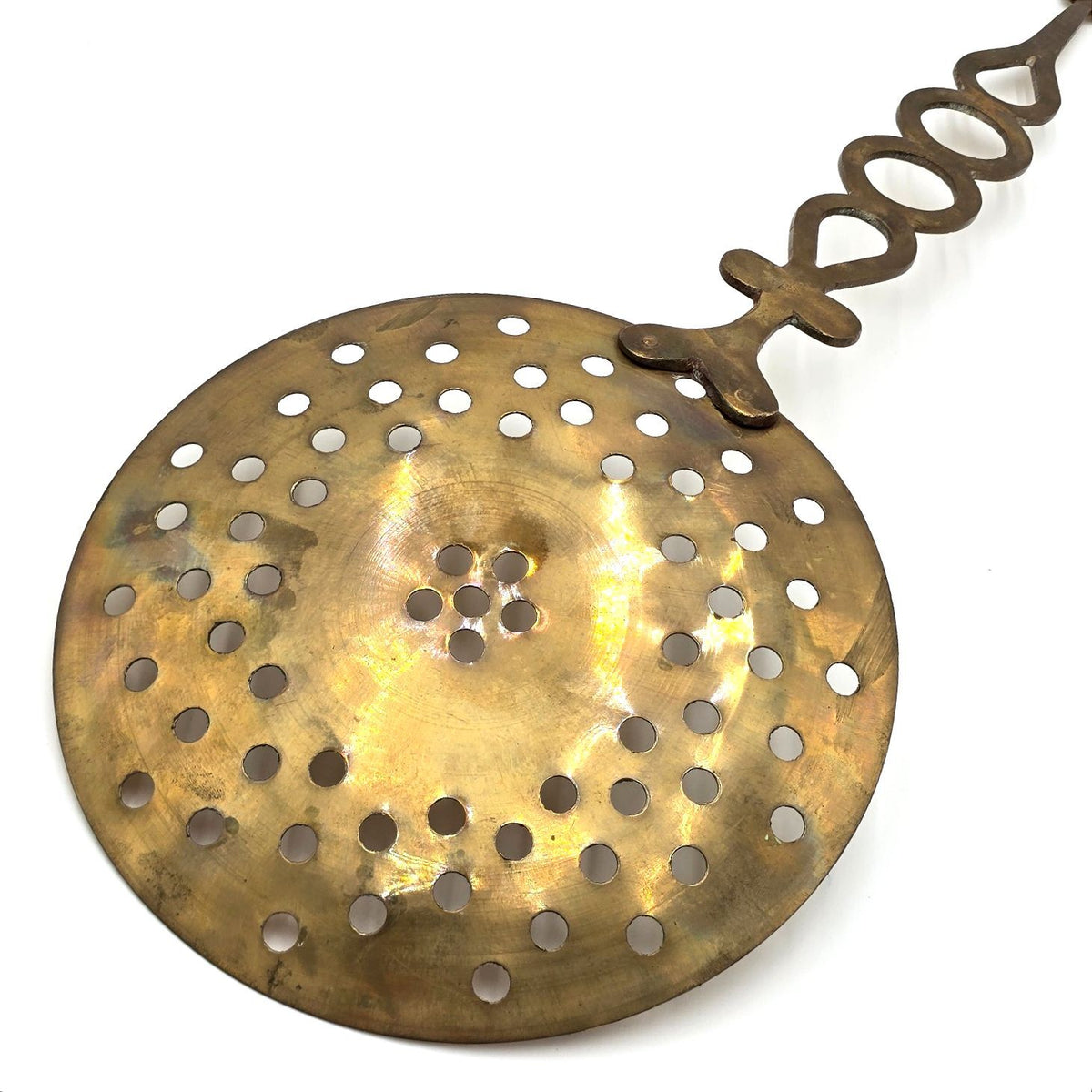 Vintage Solid Brass Skimmer Strainer 20.75" Pierced Decorative Handle
