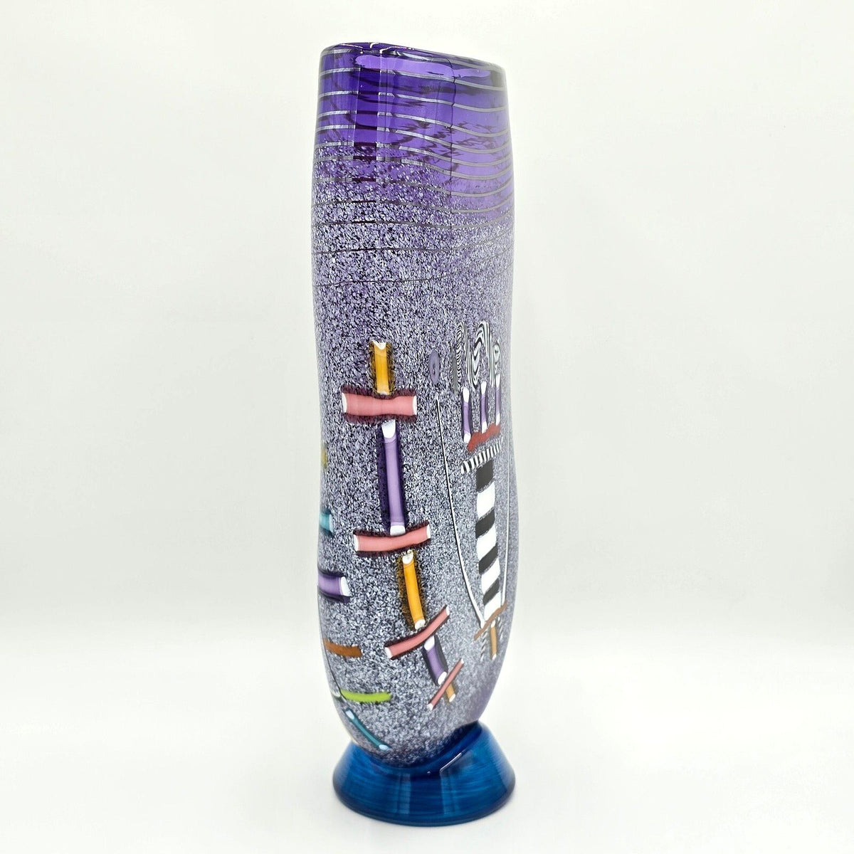 Pizzichillo Gordon Signed Purple Studio Art Glass Sculptural Vase 19in