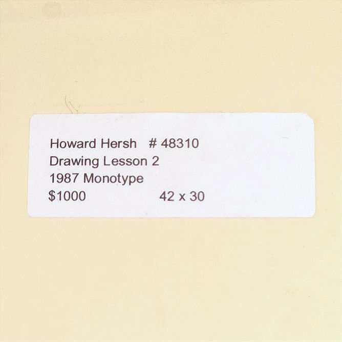 Howard Hersh Drawing Lesson 2 1986 Signed Abstract Monotype Framed