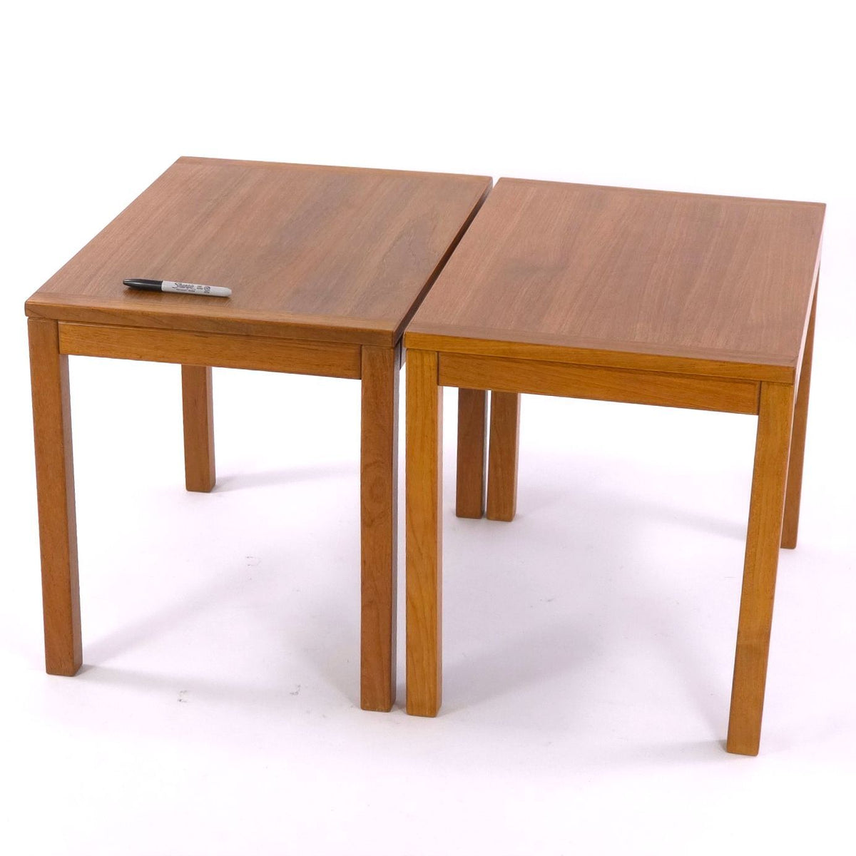 Vintage Vejle Stole Danish Teak Side End Tables Pair Mid Century Modern