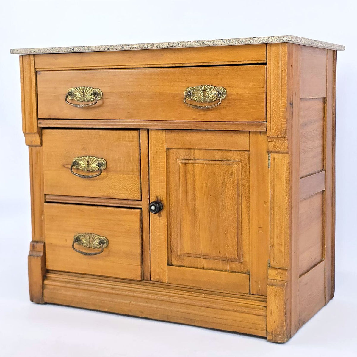Antique Victorian Washstand Commode Knapp Joint Granite Top Late 1800s