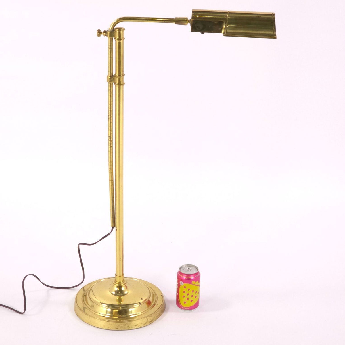Adjustable Brass Pharmacy Floor Lamp Scalloped Shade Dimmable Reading Light