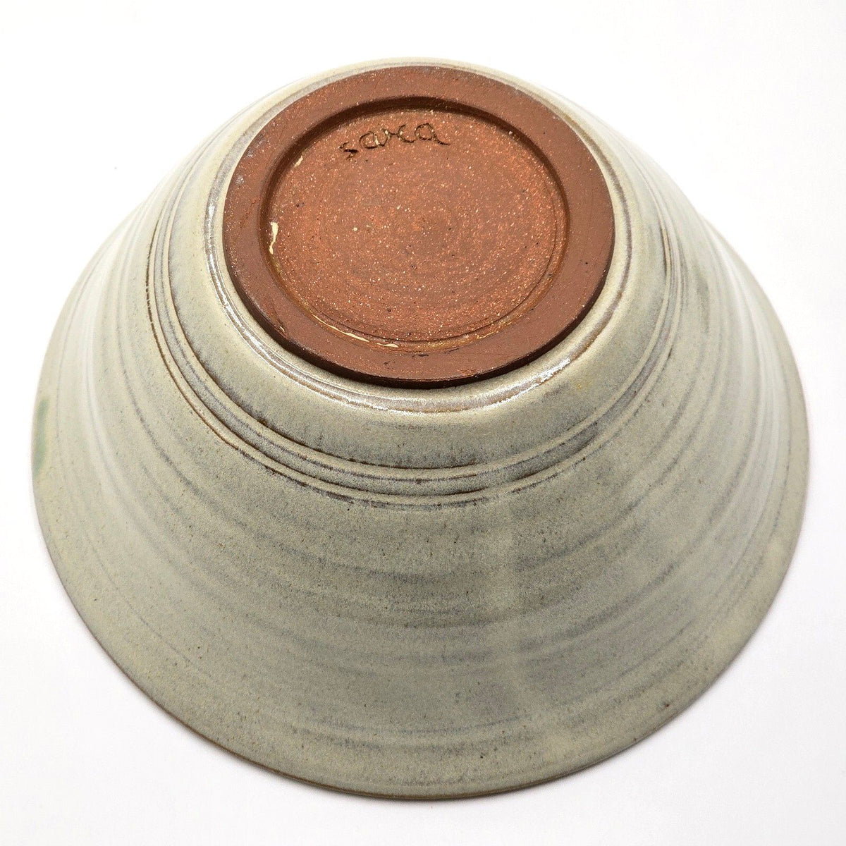 Signed Studio Pottery Bowl Blue Green Pink Drip Glaze Hand Thrown 9.25 Inch