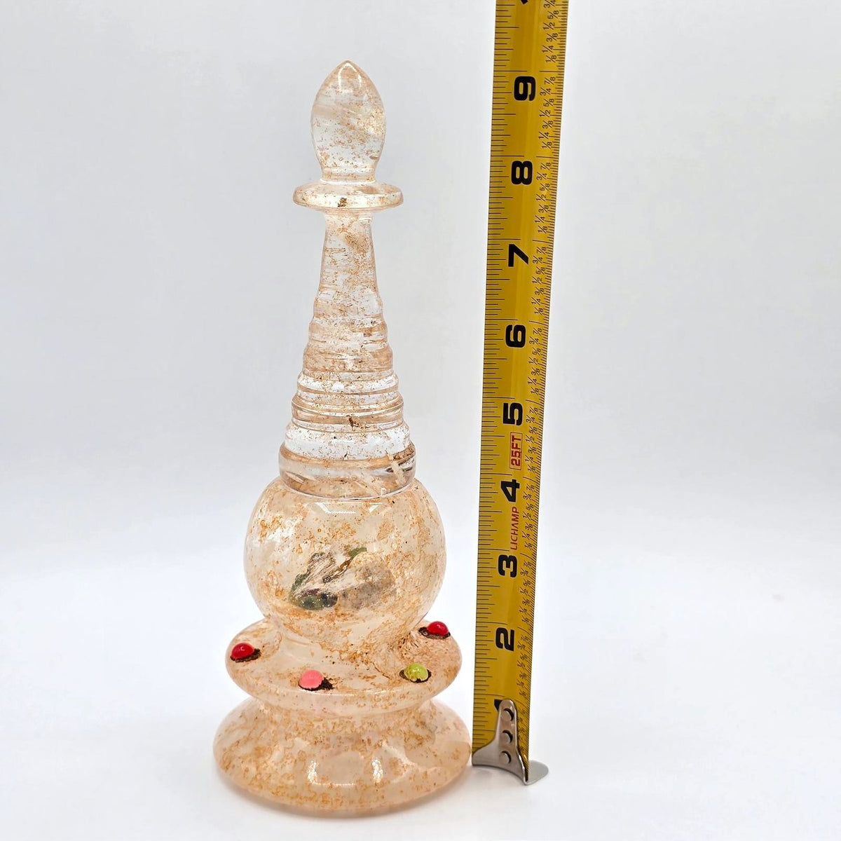 Vintage Tibetan Buddhist Crystal Stupa Chorten Reliquary Altar 9 Inch