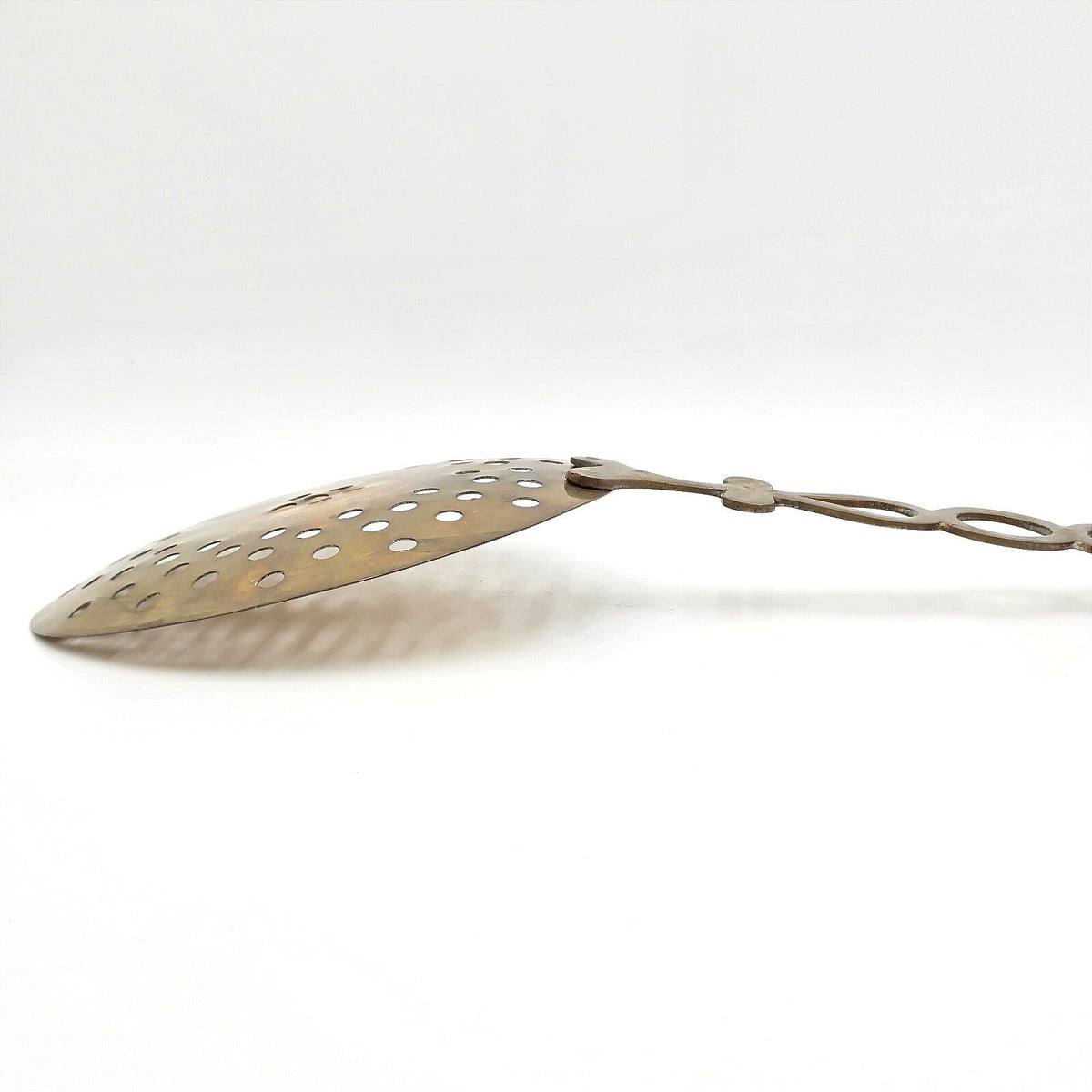 Vintage Solid Brass Skimmer Strainer 20.75" Pierced Decorative Handle