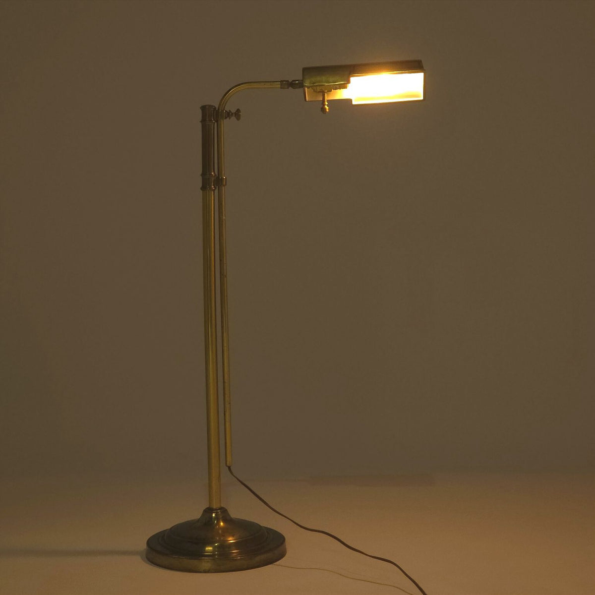 Vintage Stiffel Brass Pharmacy Floor Lamp Adjustable Dimmable Reading Light