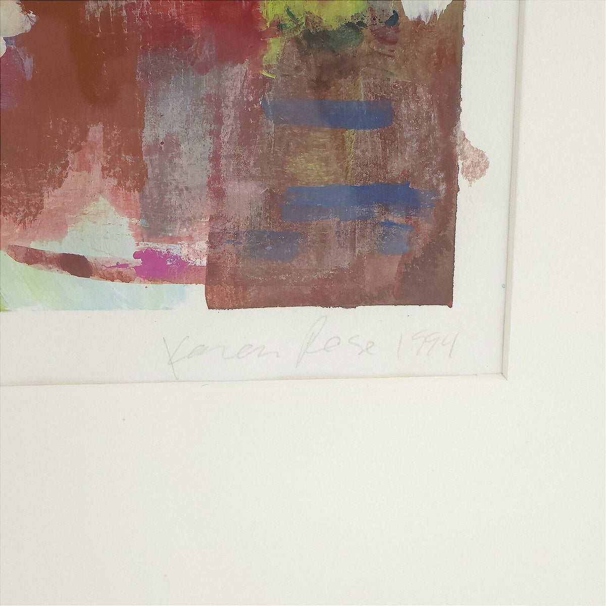 Karen Rose 1994 Abstract Oil on Paper Triptych Original Framed Painting