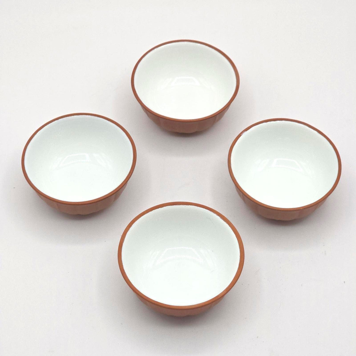 Japanese Soy Sauce Cups Set of 4 Terracotta Ceramic Mini Condiment Dip Bowls