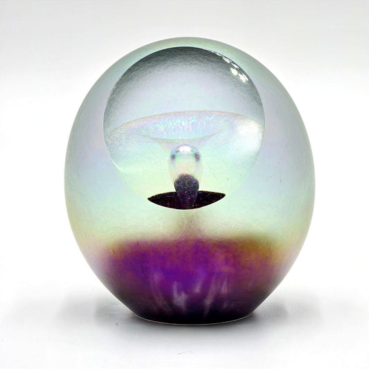 Robert Eickholt 1994 Dichroic Veil Fountain Paperweight With Stand