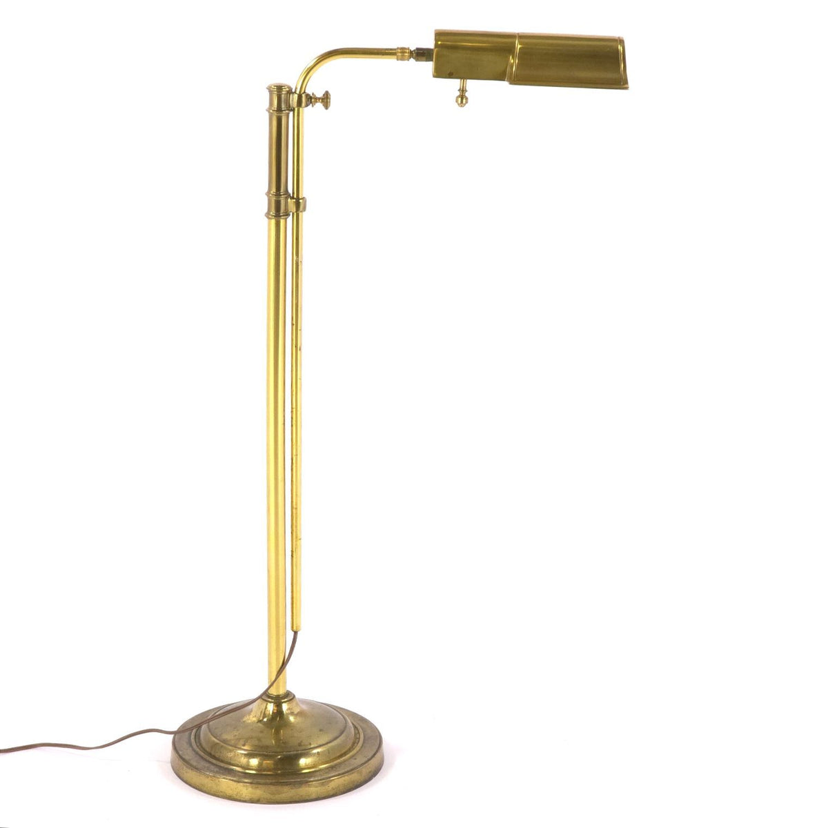 Vintage Stiffel Brass Pharmacy Floor Lamp Adjustable Dimmable Reading Light