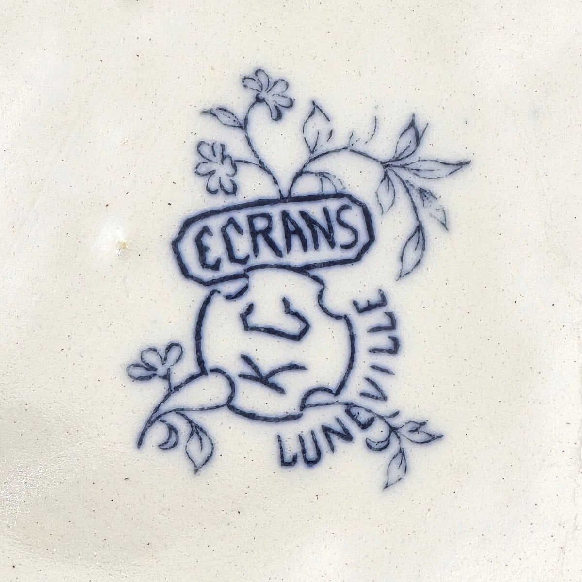 Antique Keller & Guerin Luneville Ecrans Japonisme Faience Bowl 9.5"