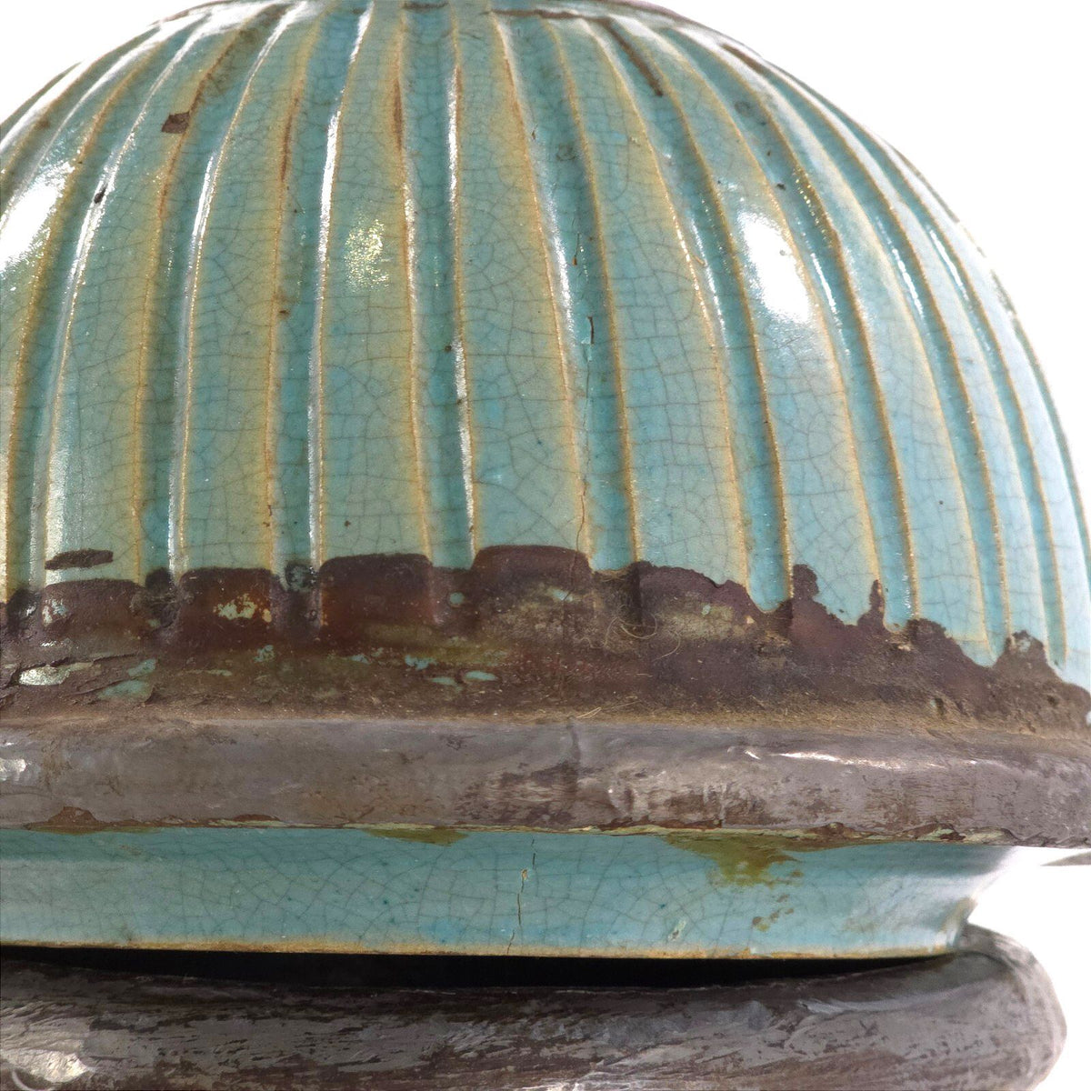 Pair Large Moroccan Turquoise Crackle Glaze Lidded Ceramic Urns 31in