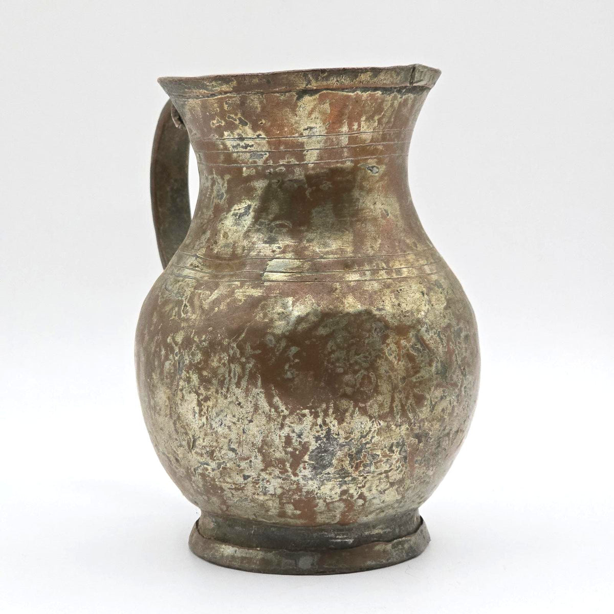 Antique Middle Eastern Tinned Copper Water Jug Pitcher, 19th Century Ewer