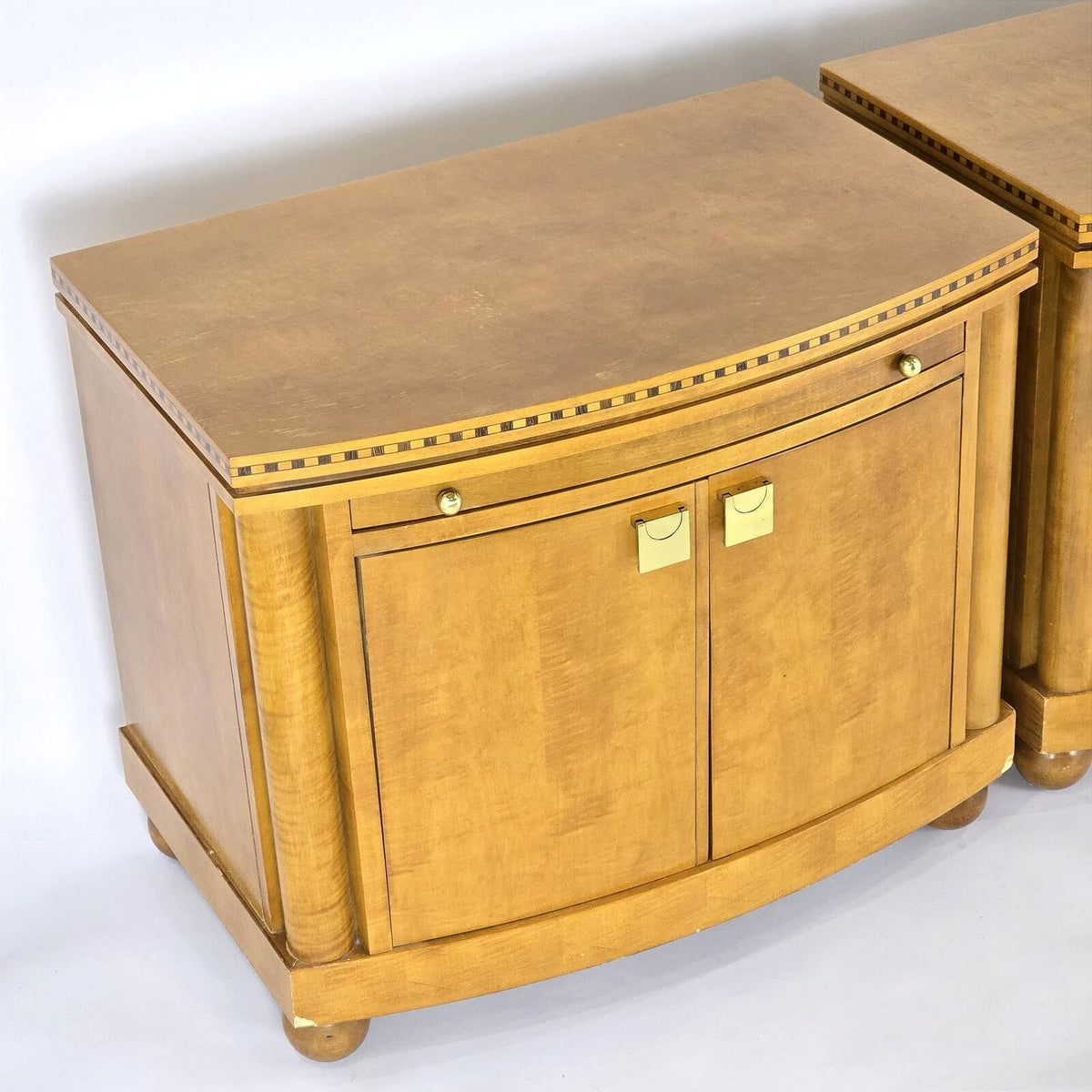 Hickory White Genesis Biedermeier Satinwood Cabinet Nightstands Pair