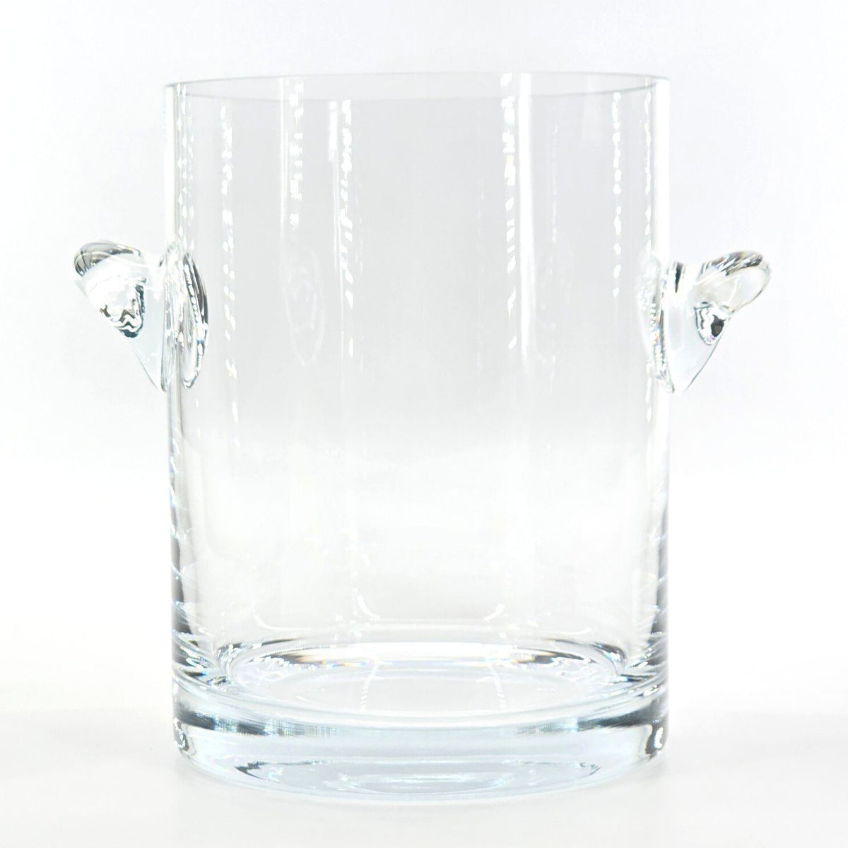 Vintage Clear Glass Ice Bucket Wine Chiller Applied Handles MCM Barware