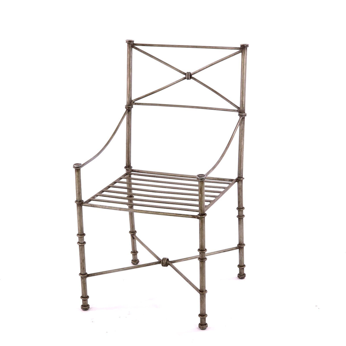 Vintage Giacometti Style Wrought Iron Armchair, Pier 1 Medici Pewter Chair