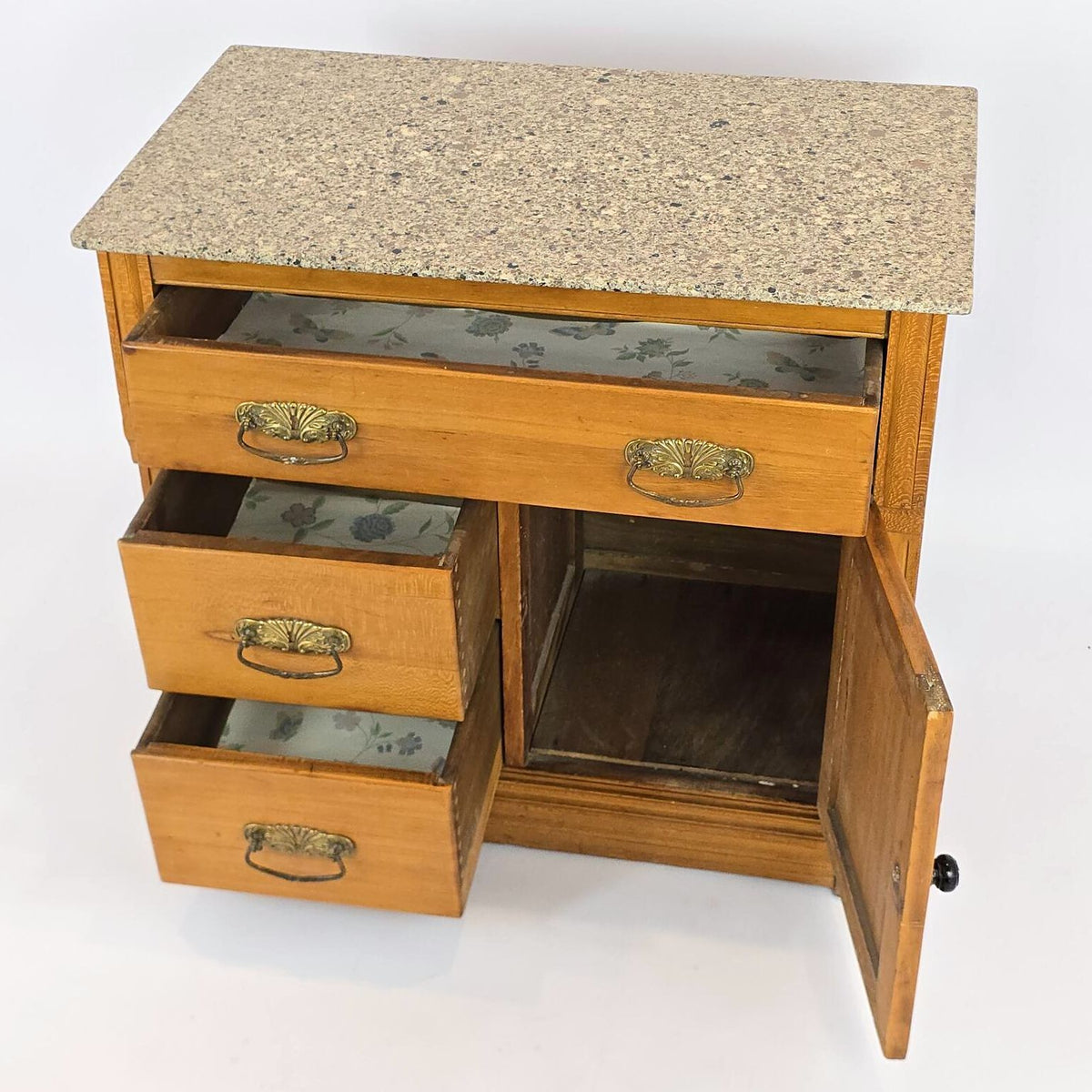 Antique Victorian Washstand Commode Knapp Joint Granite Top Late 1800s