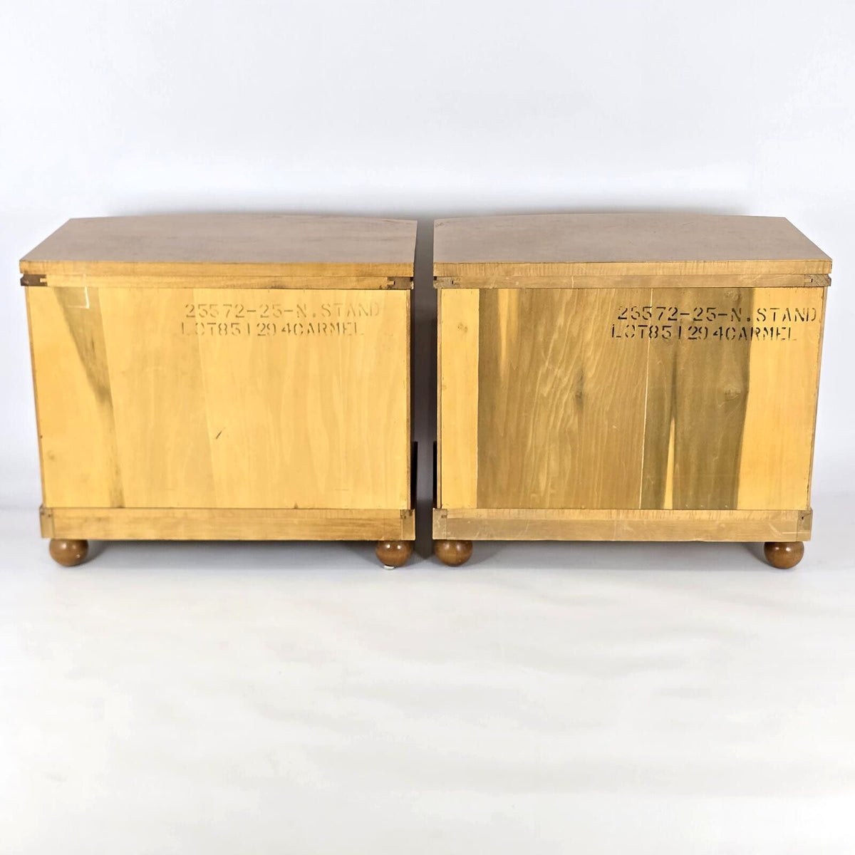 Hickory White Genesis Biedermeier Satinwood Cabinet Nightstands Pair