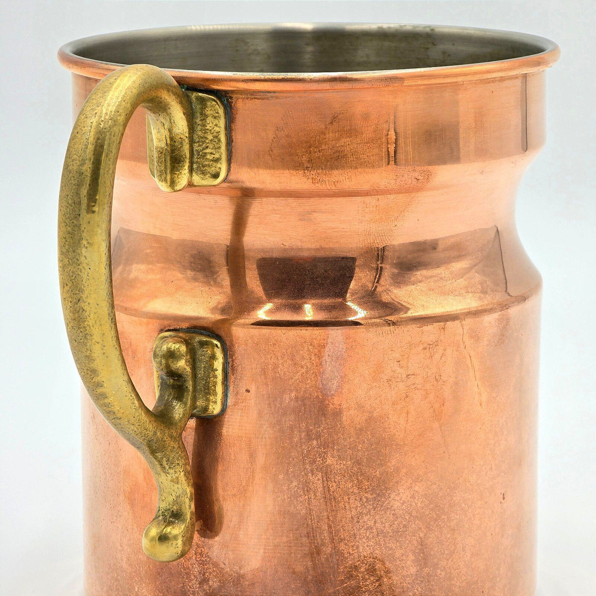 Vintage Copper Tankard Mug Brass Handle Lined Interior Rustic Barware