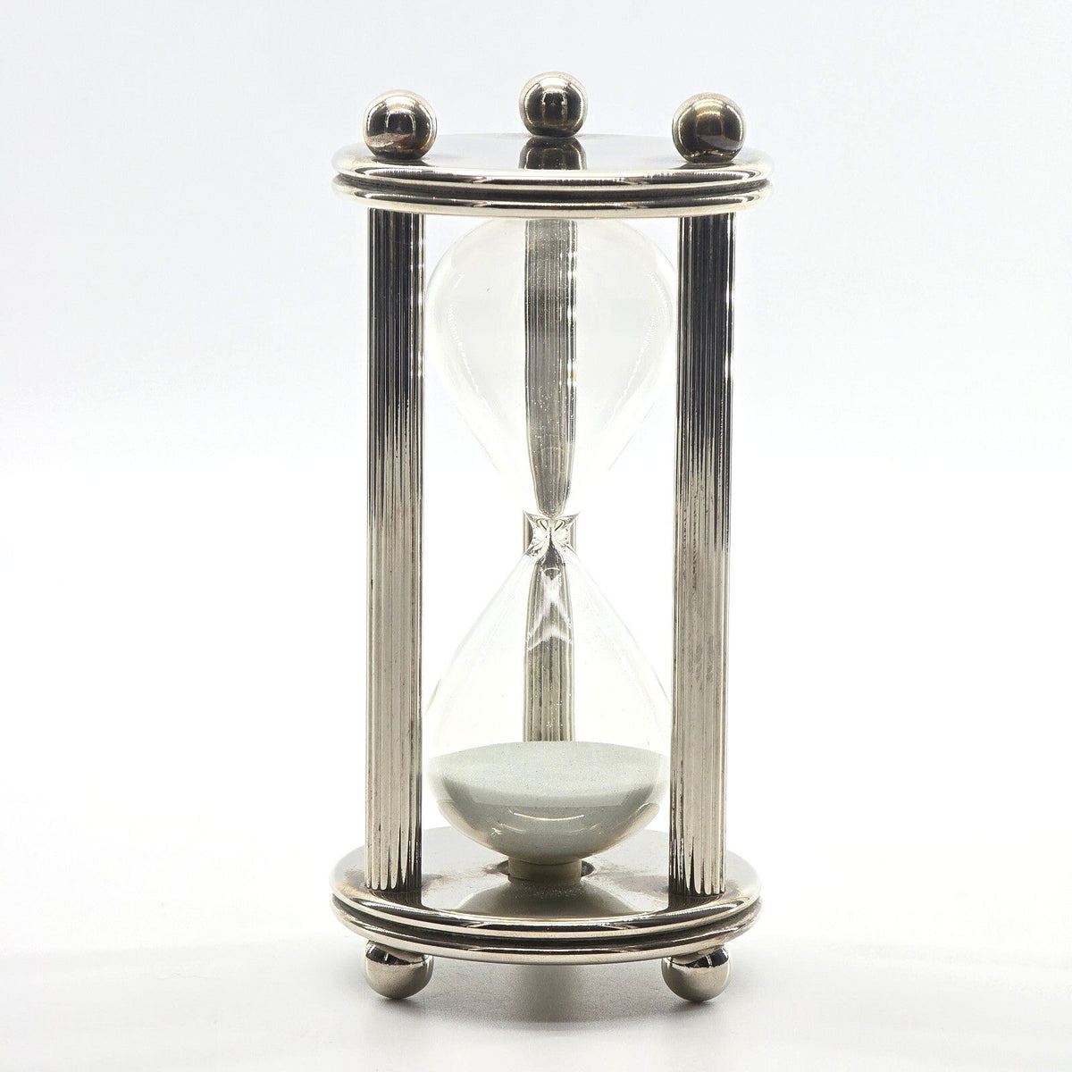 Vintage Silver Plated 5 Minute Hourglass Sand Timer Fluted Column Frame