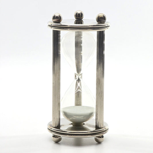 Vintage Silver Plated 5 Minute Hourglass Sand Timer Fluted Column Frame
