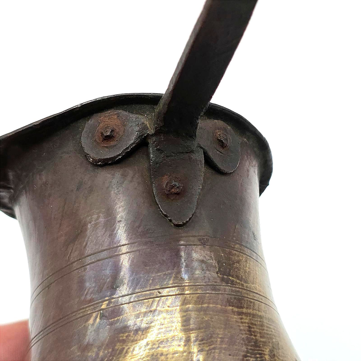 Antique Turkish Copper Cezve Ibrik Coffee Pot Long Iron Handle