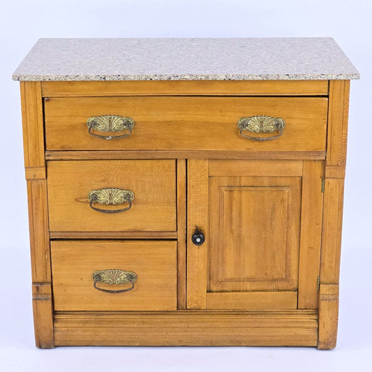 Antique Victorian Washstand Commode Knapp Joint Granite Top Late 1800s