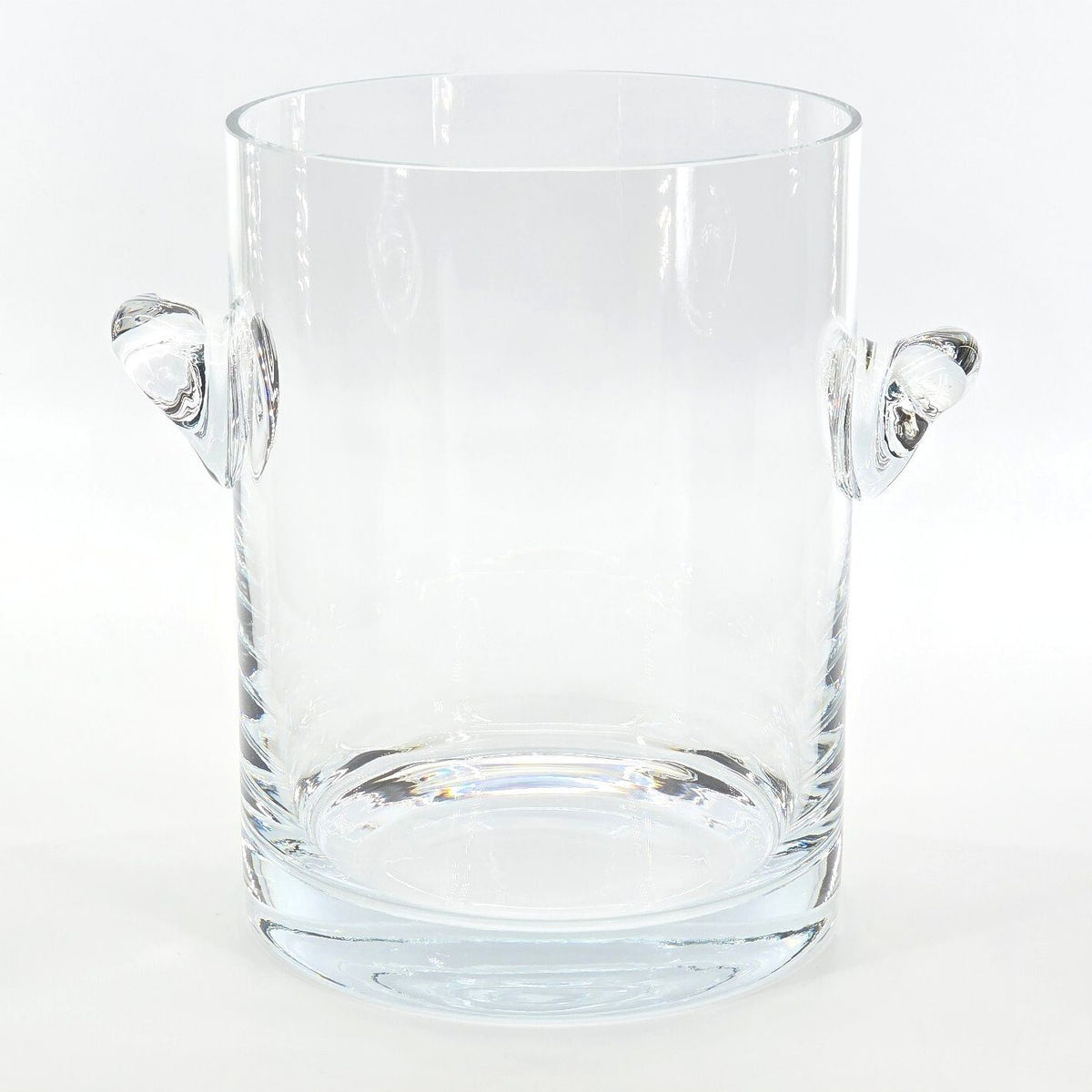 Vintage Clear Glass Ice Bucket Wine Chiller Applied Handles MCM Barware