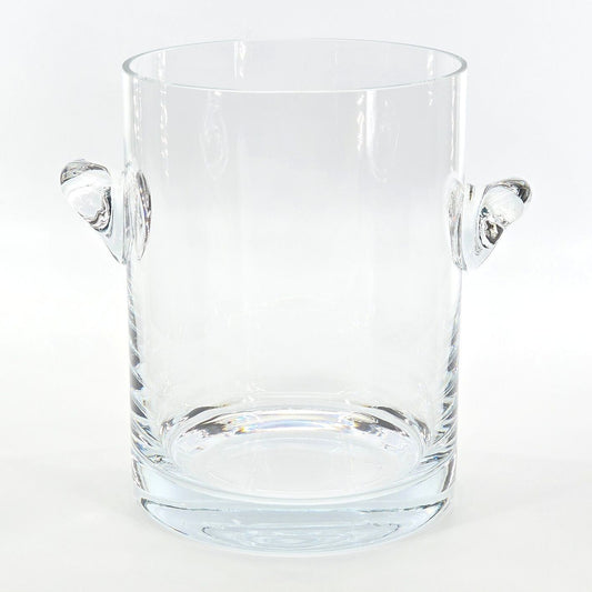 Vintage Clear Glass Ice Bucket Wine Chiller Applied Handles MCM Barware