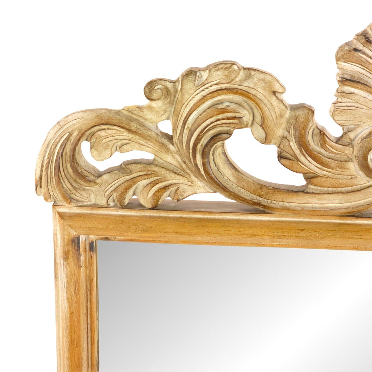 Vintage Ornate Gold Wood Wall Mirror French Provincial Shell Crest 39.5in