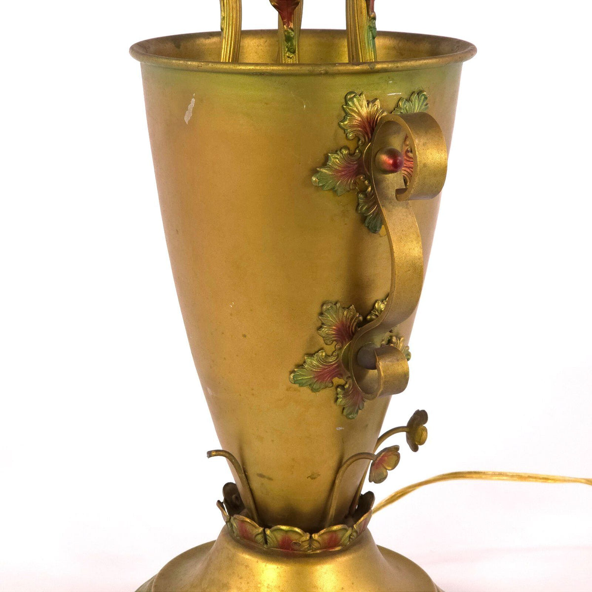 Vintage Florentine Tole 5-Light Floral Table Lamp Hollywood Regency