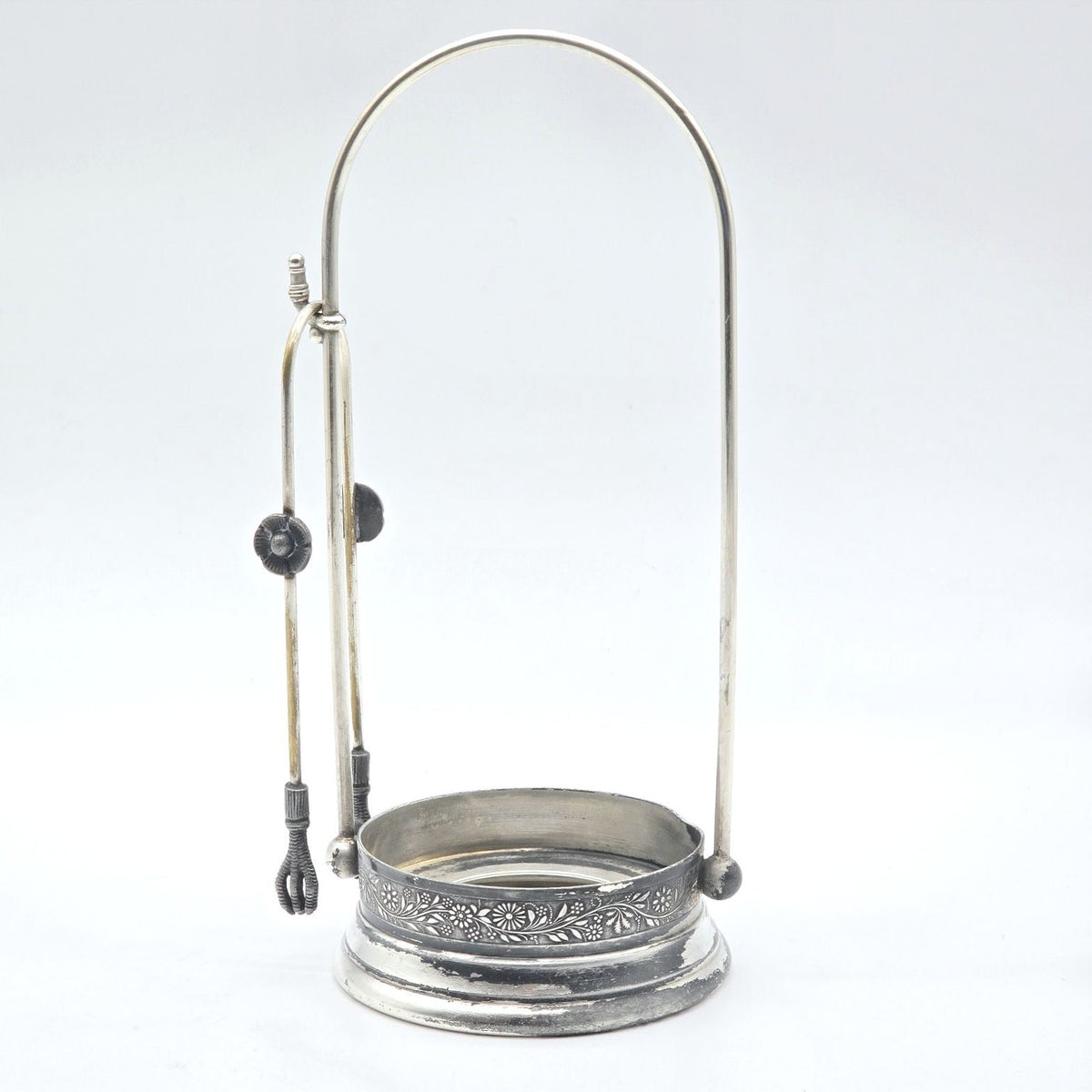 Antique WM Rogers Mfg Co Quadruple Plate Pickle Castor Stand w/ Tongs 458
