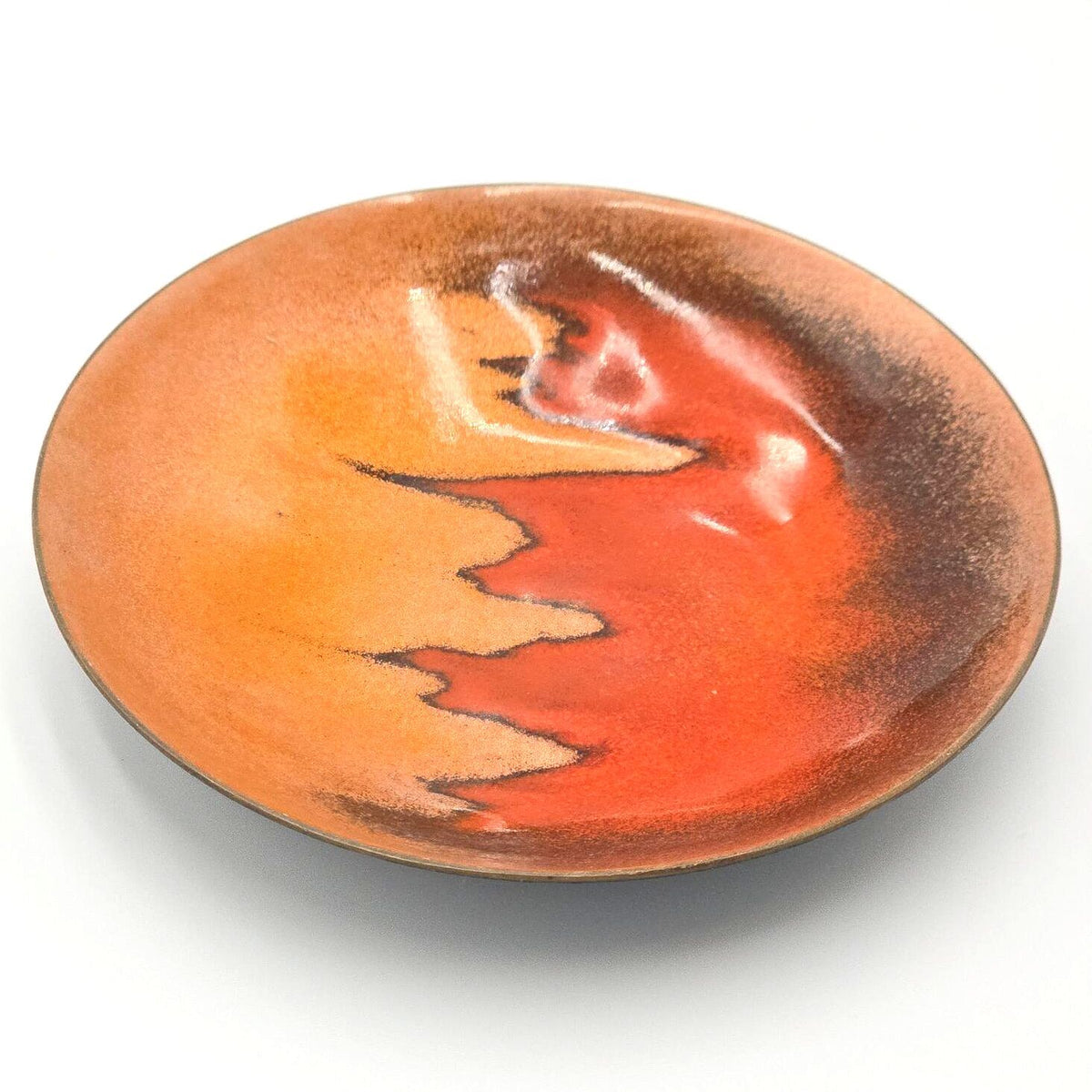Vintage Bovano of Cheshire Enamel on Copper Trinket Dish MCM Abstract 4"