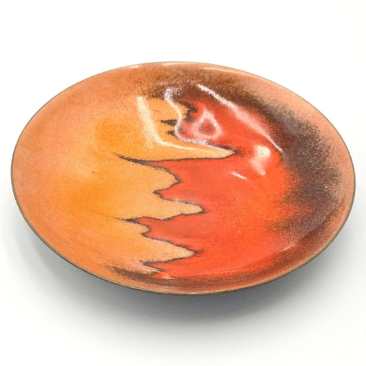 Vintage Bovano of Cheshire Enamel on Copper Trinket Dish MCM Abstract 4"