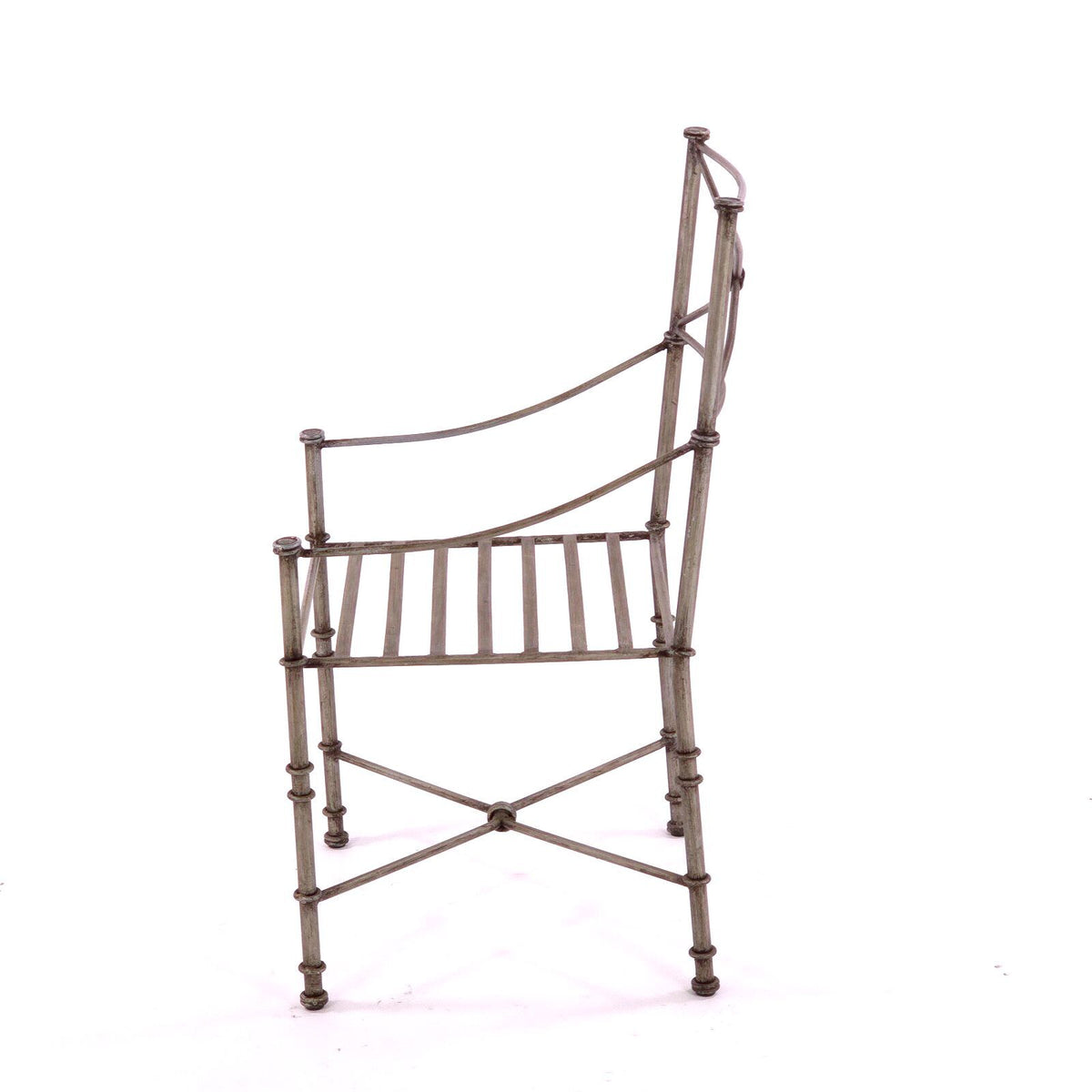 Vintage Giacometti Style Wrought Iron Armchair, Pier 1 Medici Pewter Chair