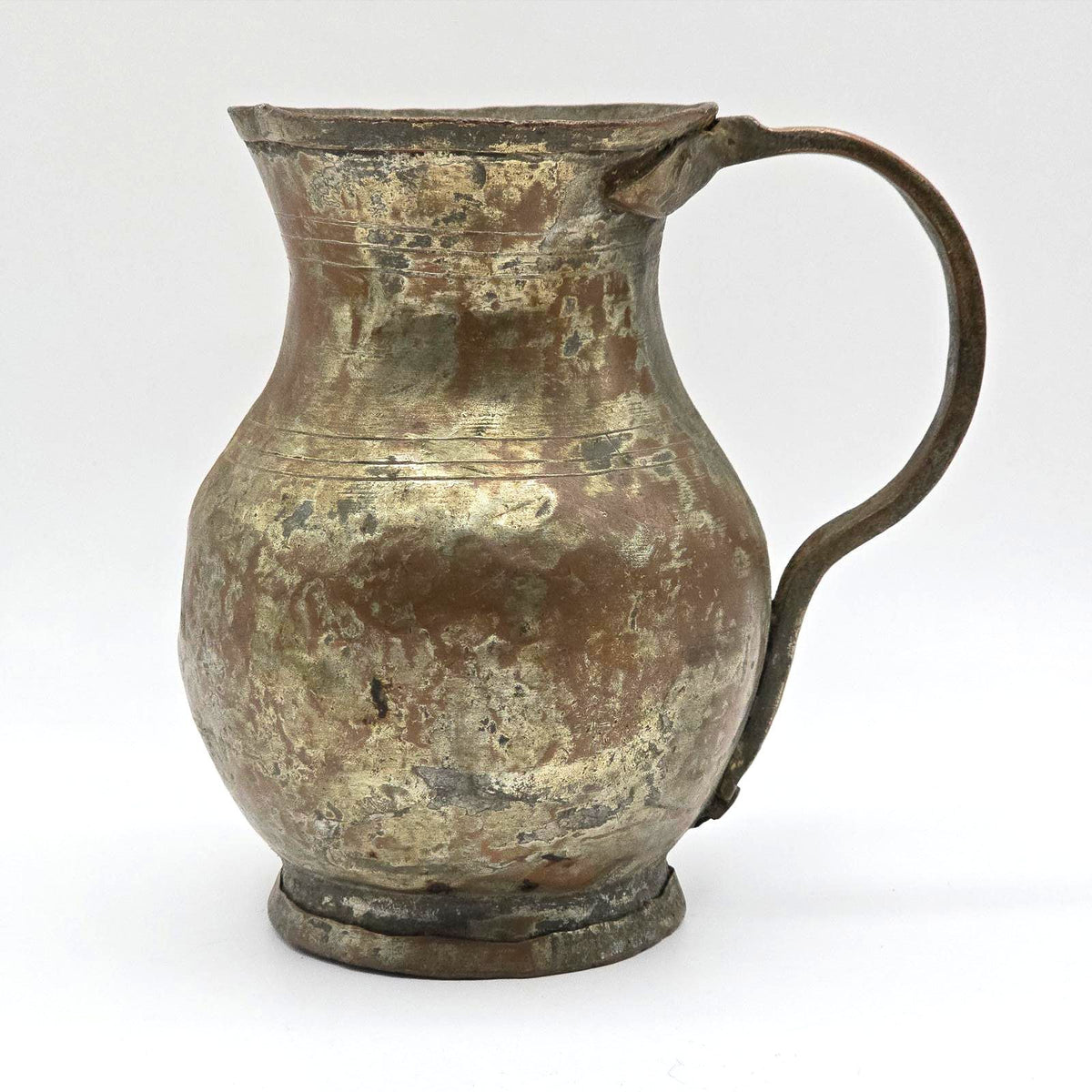 Antique Middle Eastern Tinned Copper Water Jug Pitcher, 19th Century Ewer