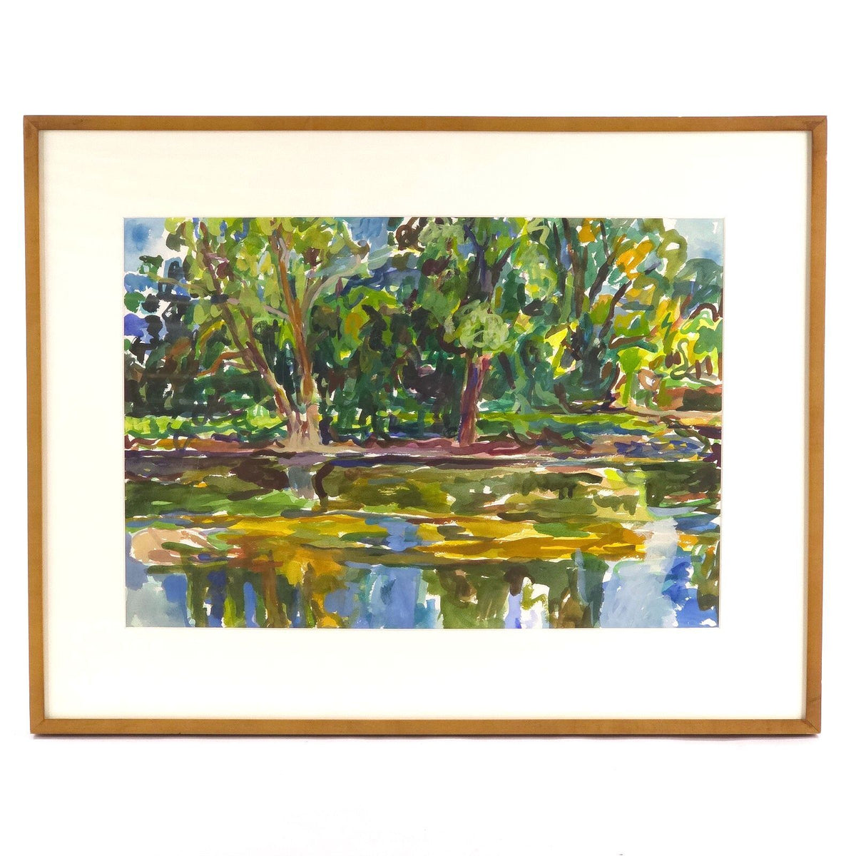 Grace Clark Attributed Original Gouache Landscape Painting Framed Pfizer Art