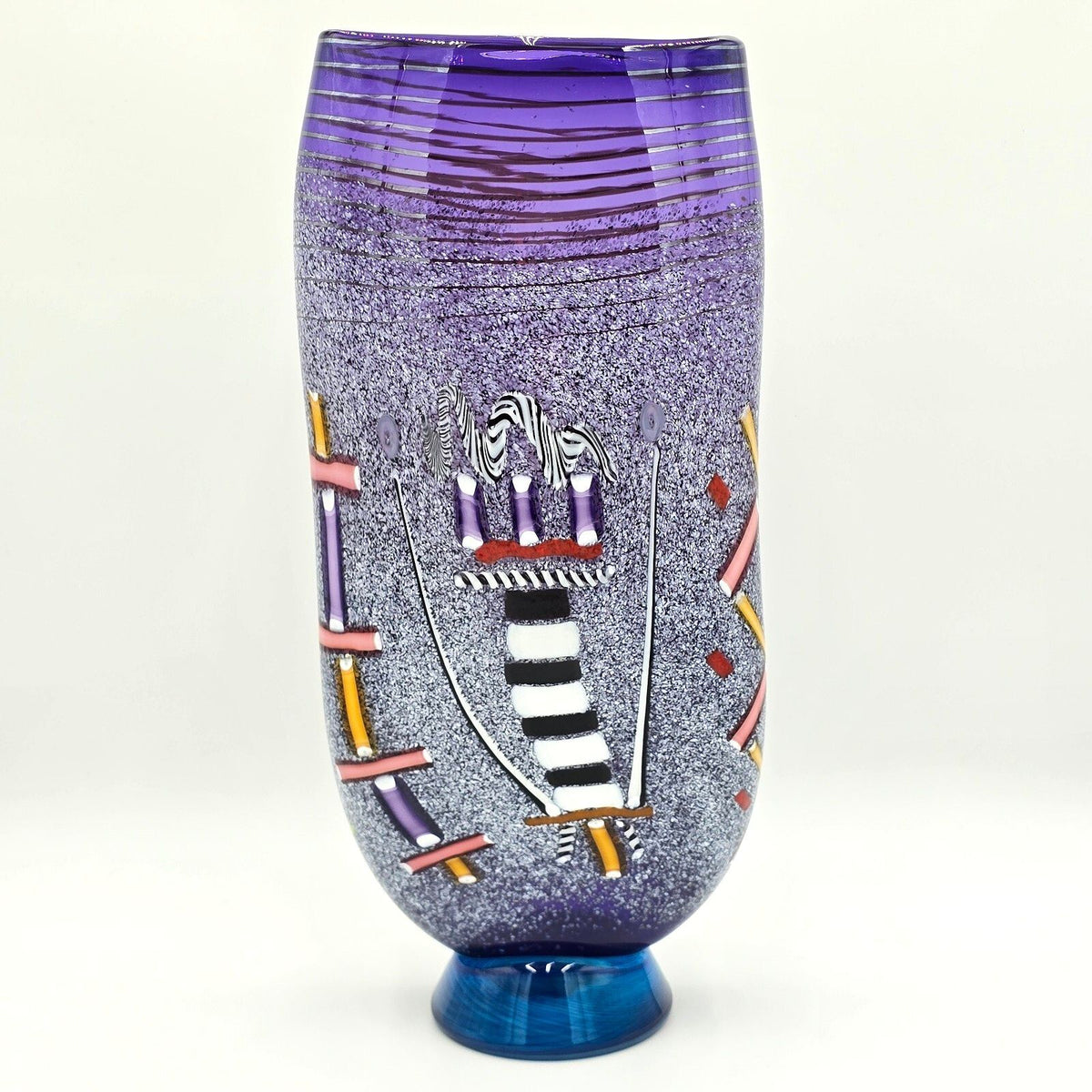 Pizzichillo Gordon Signed Purple Studio Art Glass Sculptural Vase 19in
