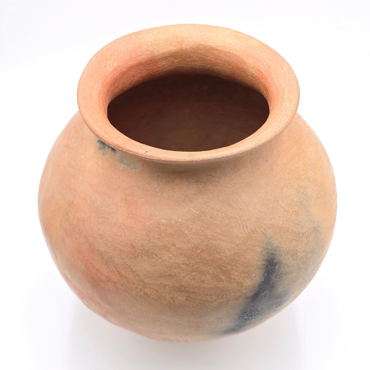 Large Terracotta Olla Pottery Vase Smoke Fired Style Rustic Clay Urn 13.75
