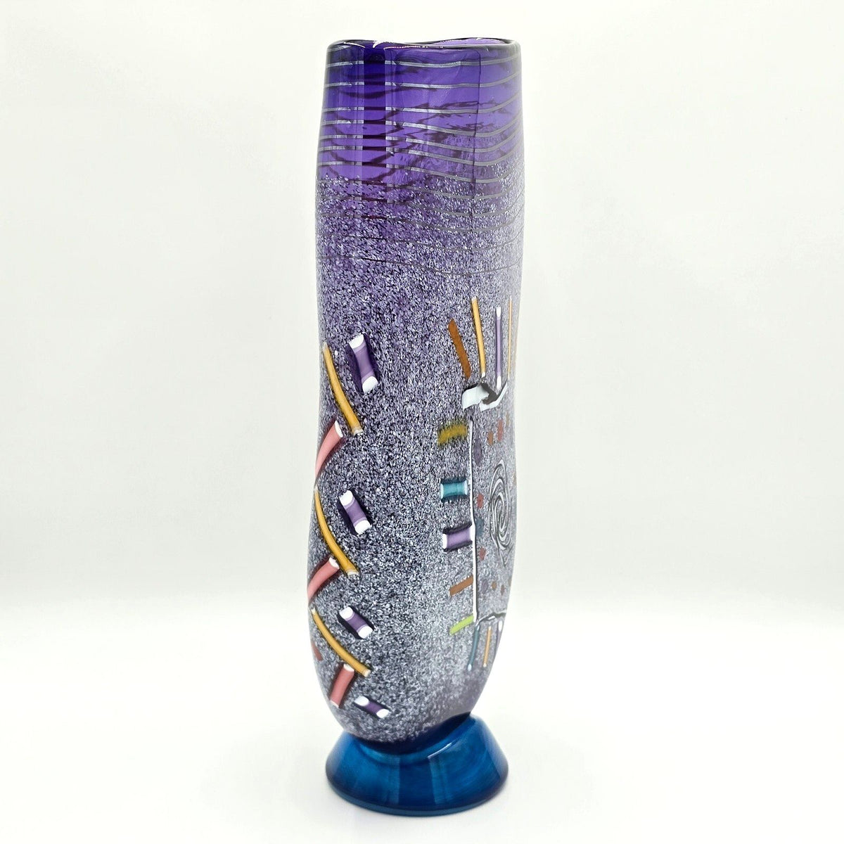 Pizzichillo Gordon Signed Purple Studio Art Glass Sculptural Vase 19in