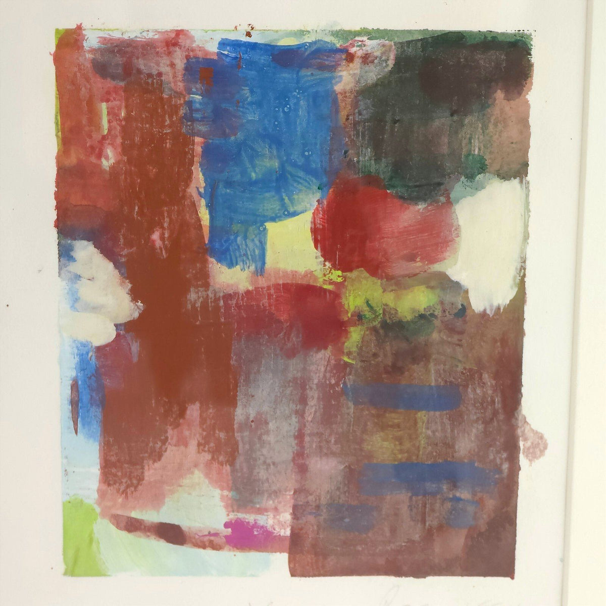 Karen Rose 1994 Abstract Oil on Paper Triptych Original Framed Painting
