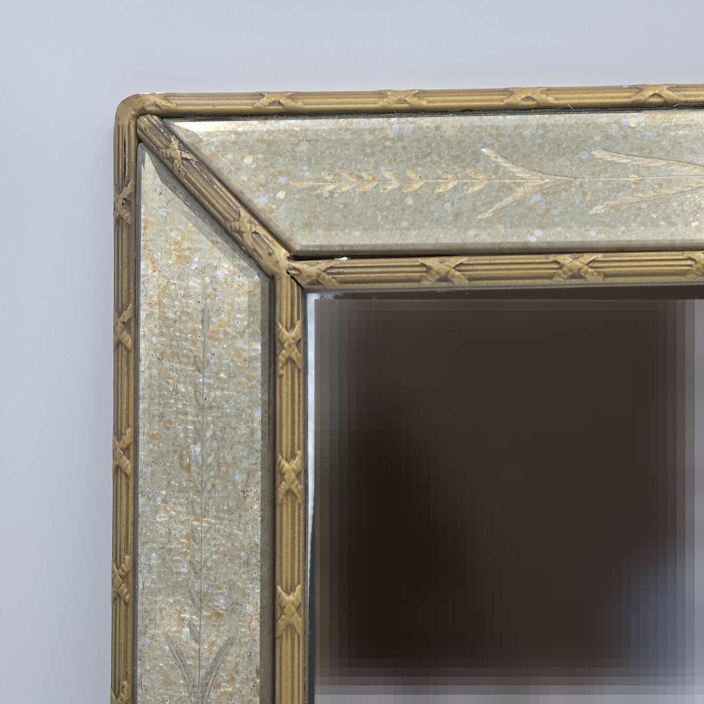 Vintage Venetian Style, Hollywood Regency Etched Glass Mirror