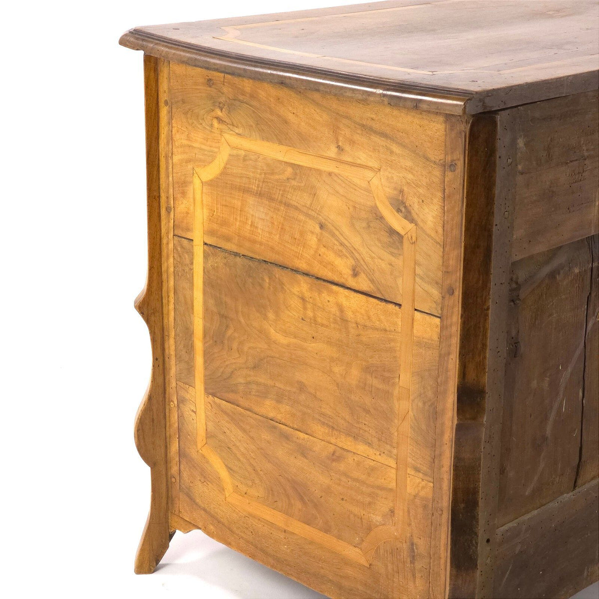 Antique French Provincial Walnut Commode Inlaid 3 Drawer Chest Late 18th C