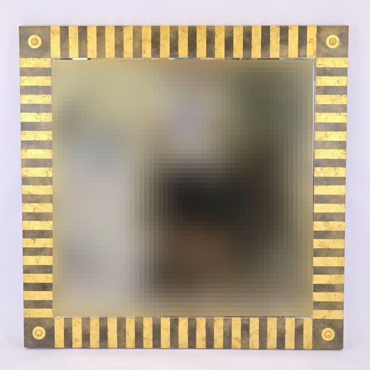 Large Mackenzie-Childs Style Striped Mirror with Gold Accents