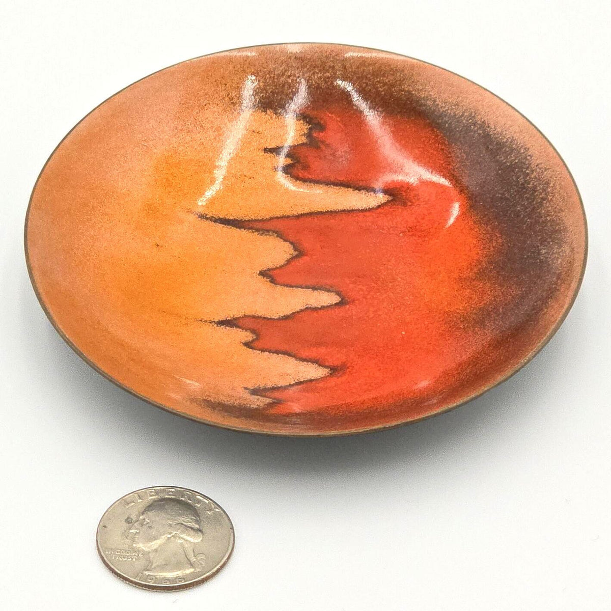 Vintage Bovano of Cheshire Enamel on Copper Trinket Dish MCM Abstract 4"