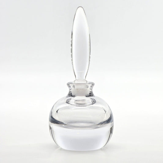 Vintage Clear Glass Perfume Bottle Long Flame Stopper Heavy Vanity Bottle