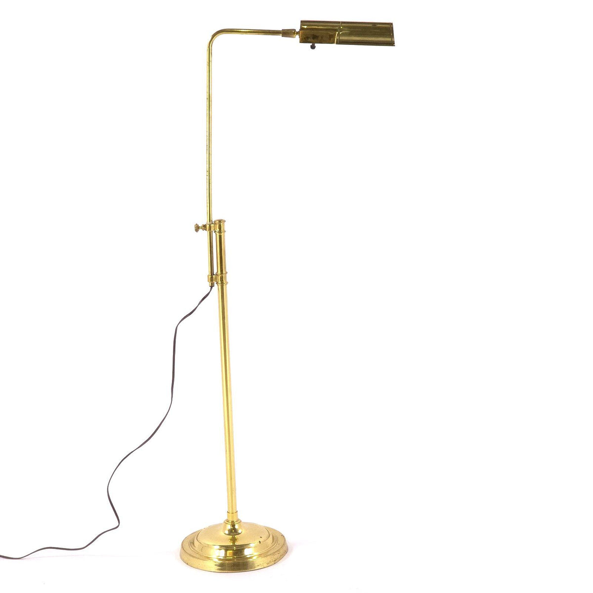 Adjustable Brass Pharmacy Floor Lamp Scalloped Shade Dimmable Reading Light