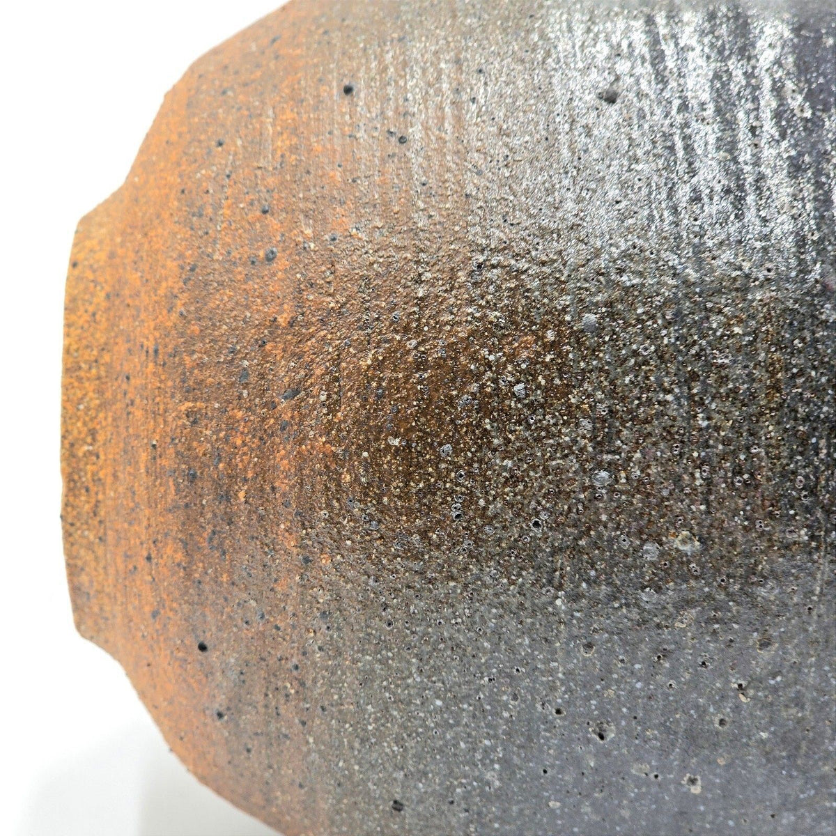 Signed Studio Pottery Stoneware Vase Rustic Black Brown Ceramic 8"